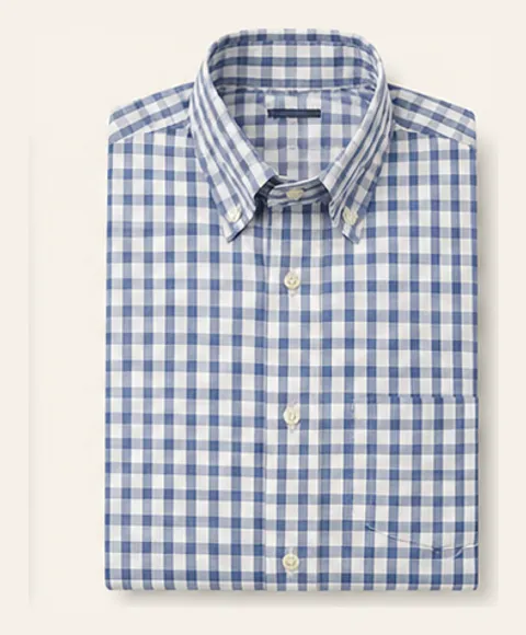 White and blue check shirt