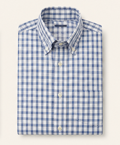 White and blue check shirt